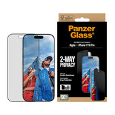 UWF 2-Way Privacy kaljeno steklo s Fastfit za iPhone 17/16 Pro, Črna, PanzerGlass
