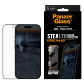 Kaljeno steklo UWF Stealth s Fastfit za iPhone 17/16 Pro, Črna, PanzerGlass