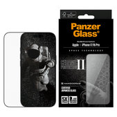 UWF Ceramic II kaljeno steklo s Fastfit za iPhone 17/16 Pro, Črna, PanzerGlass