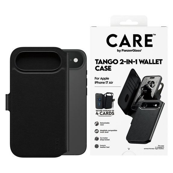 Ovitek Wallet Tango Two-In-One z MagSAFE by PanzerGlass za iPhone Air, Črna, PanzerGlass