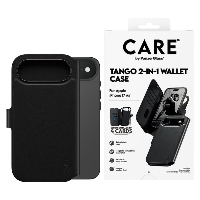Ovitek Wallet Tango Two-In-One z MagSAFE by PanzerGlass za iPhone Air, Črna, PanzerGlass