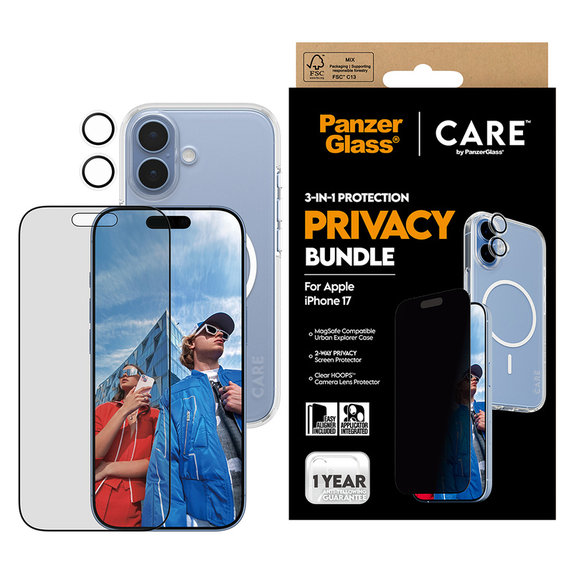 Bundle 3v1 Privacy za iPhone 17, PanzerGlass