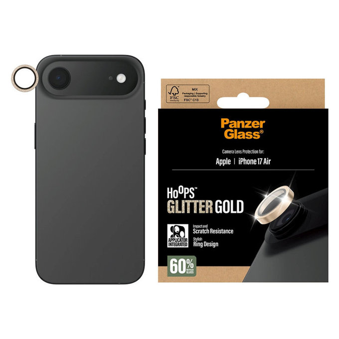 Zaščita objektiva kamere Hoops za iPhone 17 Air, Glitter Gold, PanzerGlass