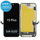 Zaslon Soft OLED za iPhone 15 Plus, Steklo na dotik z okvirjem, DIAGNOSTIC