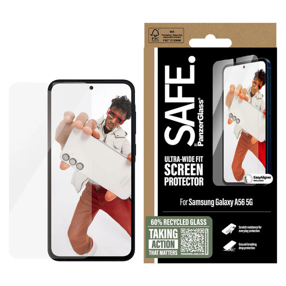 Kaljeno steklo UWF z aplikatorjem za Samsung Galaxy A56 5G, Prozorna, SAFE by PanzerGlass
