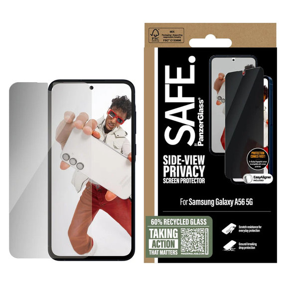 Kaljeno steklo UWF Privacy za Samsung Galaxy A56 5G, Črna, SAFE by PanzerGlass