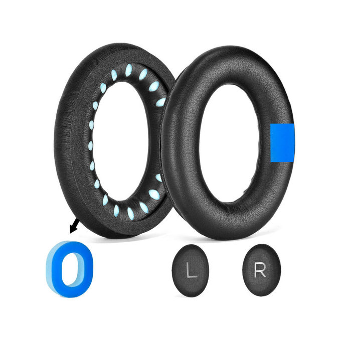 Nadomestne blazinice za ušesa za Bose QC25, QC35, QC45, Spominska pena + PU usnje, Črne, Hlajeni gel, 1 Par