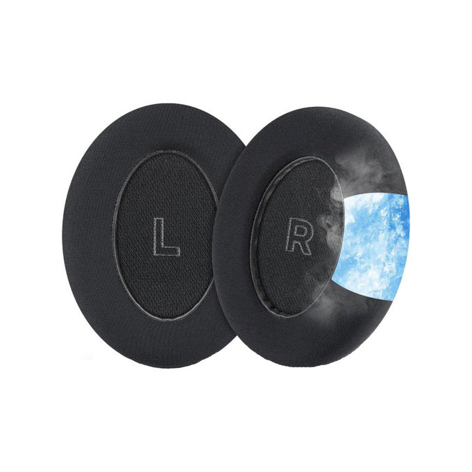 Nadomestne blazinice za ušesa za Bose QC Ultra, Spominska pena + Tekstil + Usnje, Črne, Hlajeni gel, 1 Par