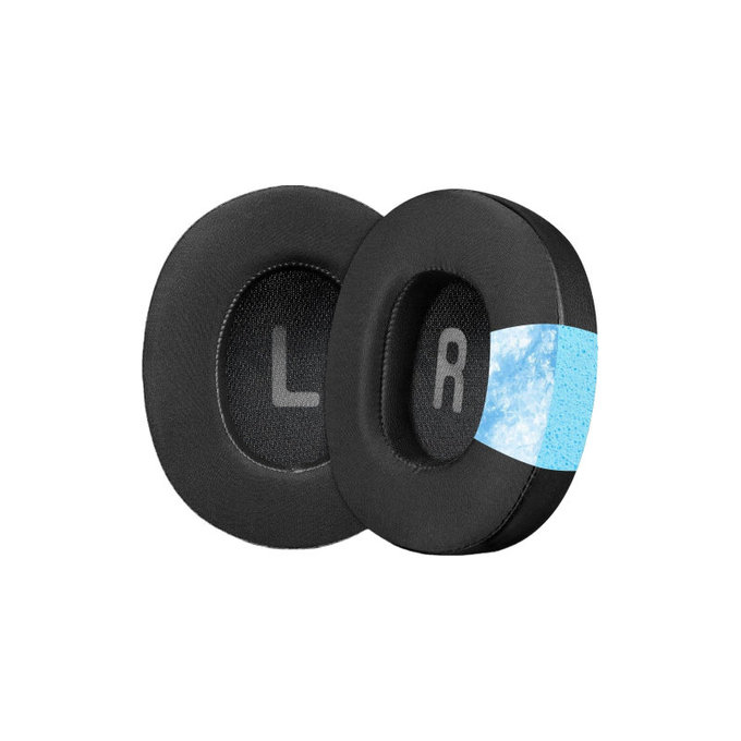 Nadomestne blazinice za ušesa za JBL Tune 700BT, 710BT, Spominska pena + Usnje + Tekstil, Črne, Hlajeni gel, 1 Par