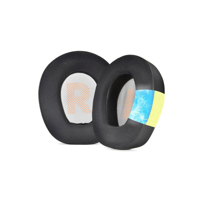 Nadomestne blazinice za ušesa za JBL Quantum Q200, Q300, Spominska pena + PU usnje + Tekstil, Črne, Hlajeni gel, 1 Par