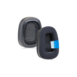 Nadomestne blazinice za ušesa za Logitech G633 Artemis, G933 Artemis, Spominska pena + Tekstil + Usnje, Črne, Hlajeni gel, 1 Par