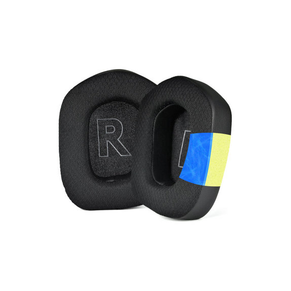 Nadomestne blazinice za ušesa za Logitech G733, Spominska pena + Tekstil + Usnje, Črne, Hlajeni gel, 1 Par