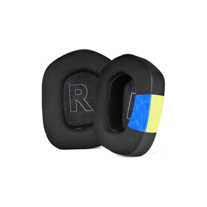 Nadomestne blazinice za ušesa za Logitech G733, Spominska pena + Tekstil + Usnje, Črne, Hlajeni gel, 1 Par
