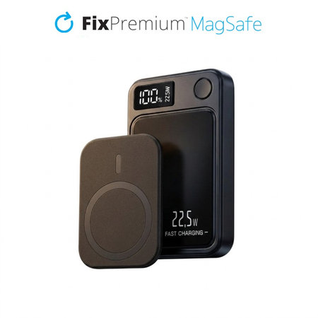 FixPremium - MagSafe PowerBank 5000mAh z LED zaslonom, črna