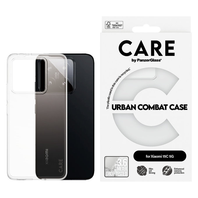 Ovitek Urban Combat za Xiaomi 15C 5G, Prozorna, PanzerGlass