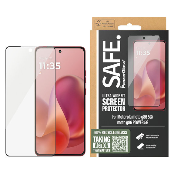 Kaljeno steklo UWF za Motorola Moto G86 Power, Črna, SAFE by PanzerGlass