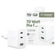 Potovalni adapter Grand Prix 2x USB-C/USB-A, GaN, 70 W PD, Srebrno-bela, empower