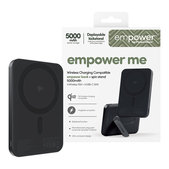 Brezžična PowerBank 5000 mAh z vrtljivim stojalom, 20 W, združljiva z MagSafe, Qi2/USB-C, Space Black, empower