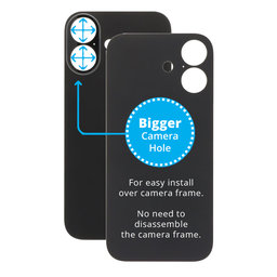 Apple iPhone 17 - Steklo zadnjega ohišja s povečano luknjo za kamero (Black)