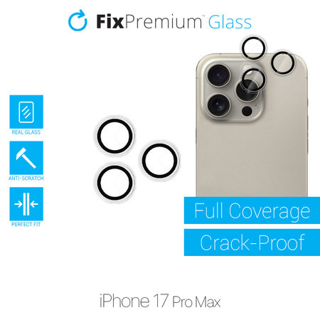 FixPremium Glass - Kaljeno Steklo Zadnje Kamere brez Okvira za iPhone 17 Pro Max