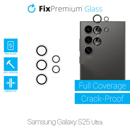 FixPremium Glass - Kaljeno Steklo Zadnje Kamere brez Okvira za Samsung S25 Ultra