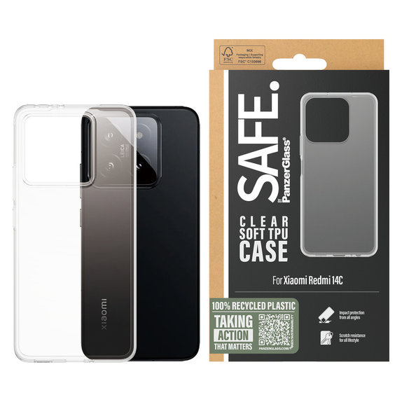 Ovitek TPU za Xiaomi Redmi 14C, Prozorna, SAFE by PanzerGlass