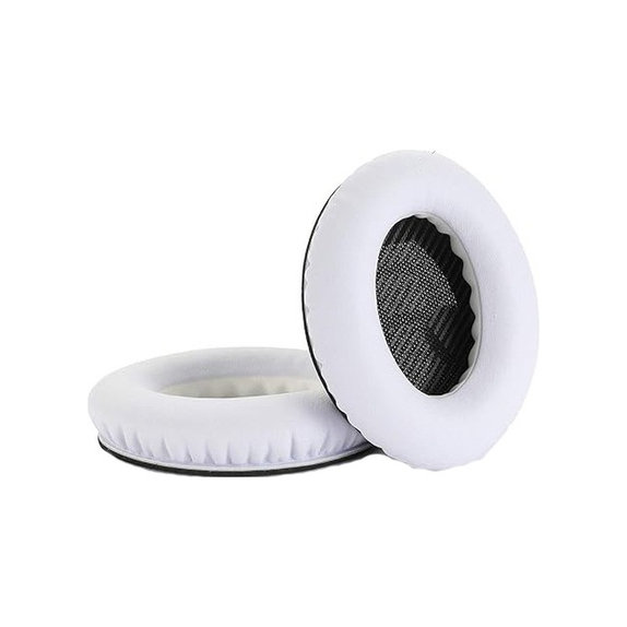 Nadomestne blazinice za ušesa za Bose QuietComfort 2, 15, 25 in 35, Spominska pena + PU usnje, Črno-bele, 1 par
