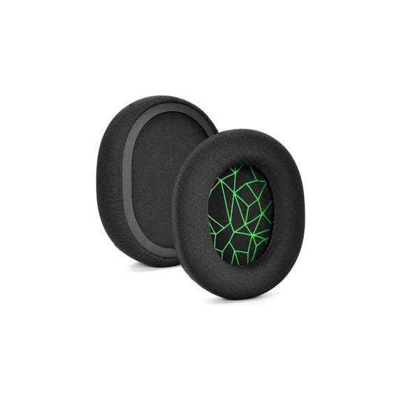 Nadomestne blazinice za ušesa za SteelSeries Arctis 3, 5, 7, 9 Pro, Spominska pena + Tekstil, Črne / Zelene, 1 par