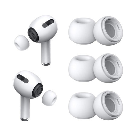 Nadomestni silikonski čepki za Apple AirPods 3 Pro, komplet 3 kos (L, M, S), Beli