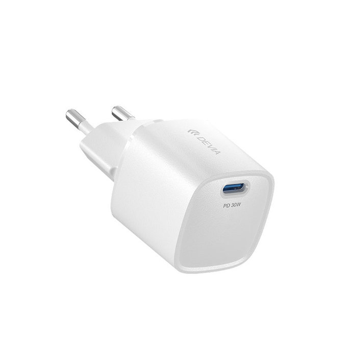 Polnilni adapter Mini USB-C, PD 30W, bel, Devia