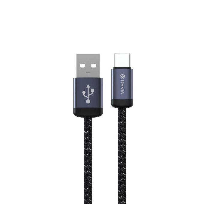 USB / USB-C kabel Gracious, 2.1A, 2m, črn, Devia