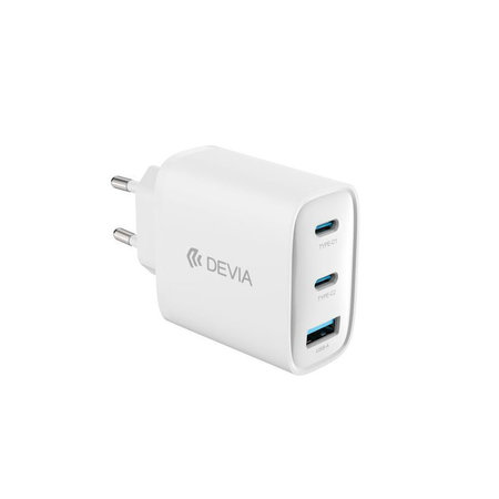 Polnilni adapter Extreme Speed, 2x USB-C + USB-A, PD 65W, bel, Devia