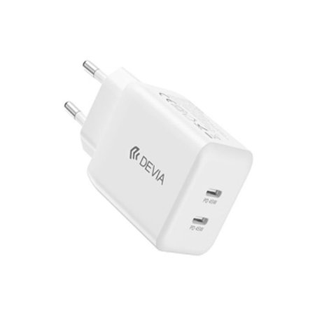 Polnilni adapter Ultra7, 2x USB-C, PD 45W, bel, Devia