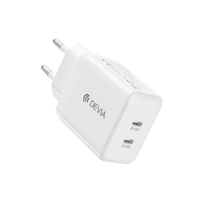 Polnilni adapter Ultra7, 2x USB-C, PD 45W, bel, Devia