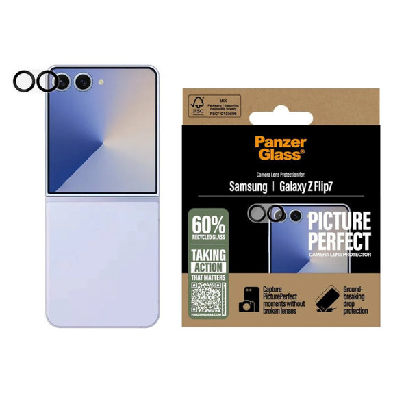 Zaščita objektiva kamere PicturePerfect za Samsung Z Flip7, Črna, PanzerGlass