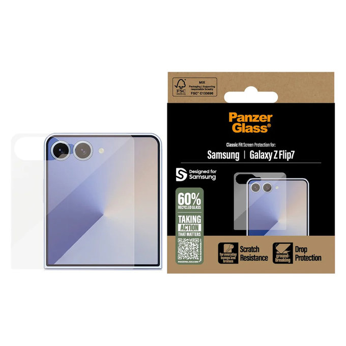 Kaljeno steklo Classic Fit za Samsung Galaxy Z Flip7, Prozorna, PanzerGlass