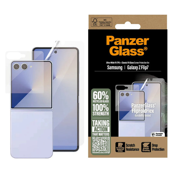 Zaščitna folija UWF in kaljeno steklo za Samsung Galaxy Z Flip7, Prozorna, PanzerGlass