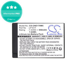 Baterija za Canon EOS, 950mAh, Li-Ion, 7.4V, LP-E17, HQ