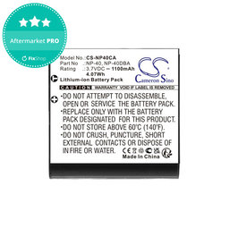 Baterija za Casio Exilim Ex-FC100, 1100mAh, Li-Ion, 3.7V, NP-40, HQ