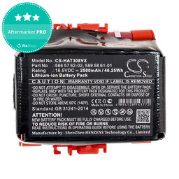 Baterija za Gardena R40, R50, R70, R80, Husqvarna Automower 305, 2500mAh, Li-Ion, 18.5V, 586 57 62-02, HQ