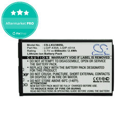 Baterija za LG 230 Nite, 650mAh, Li-Ion, 3.7V, LGIP-430A, HQ