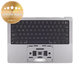 Zgornji okvir tipkovnice za MacBook Pro 14", A2442 (2021), A2779 (2023), US tipkovnico in baterijo, Space Gray, 661-21972, Genuine Apple