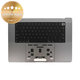 Zgornji okvir tipkovnice za MacBook Pro 16" A2780 (2023), US tipkovnico in baterijo, Space Gray, 661-32189, Genuine Apple