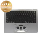 Zgornji okvir tipkovnice za MacBook Pro 14", A2442 (2021), A2779 (2023), US tipkovnico in baterijo, Space Gray, 661-32210, Genuine Apple