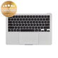 Zgornji okvir tipkovnice za MacBook Air 13", A3113 (2024), US tipkovnico in baterijo, Silver, 661-40228, Genuine Apple