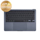 Zgornji okvir tipkovnice za MacBook Air 13", A3113 (2024), US tipkovnico in baterijo, Midnight, 661-40230, Genuine Apple