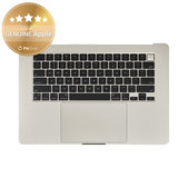 Zgornji okvir tipkovnice za MacBook Air 15", A3114 (2024), US tipkovnico in baterijo, Starlight, 661-40268, Genuine Apple