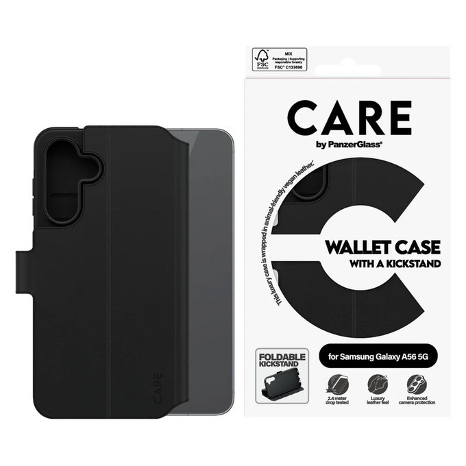 Ovitek Wallet Kickstand za Samsung Galaxy A56 5G, Črna, PanzerGlass