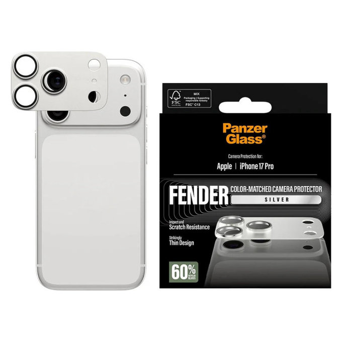 Zaščita objektiva Fender za iPhone 17 Pro, Srebrna, PanzerGlass