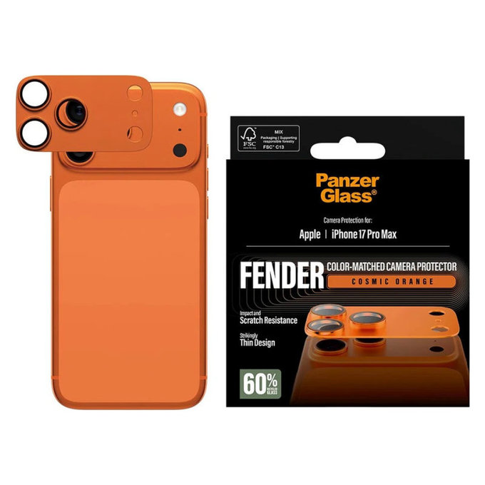 Zaščita objektiva Fender za iPhone 17 Pro Max, Oranžna, PanzerGlass